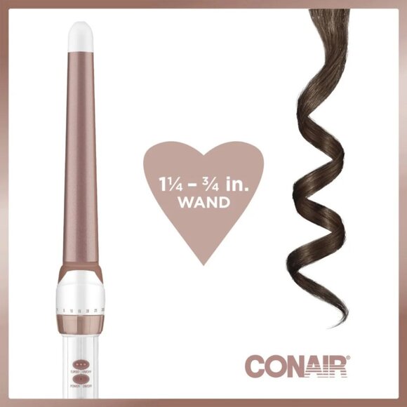 Conair Double Ceramic Curling Iron Wand + Velvet Touch Paddle Brush Set New - Picture 6 of 9